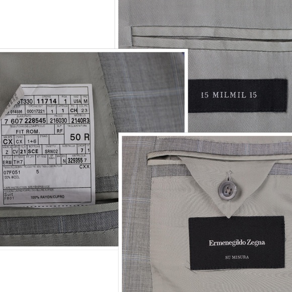 Ermenegildo Zegna Wool Suit Gray Checks 38R - Picture 7 of 8